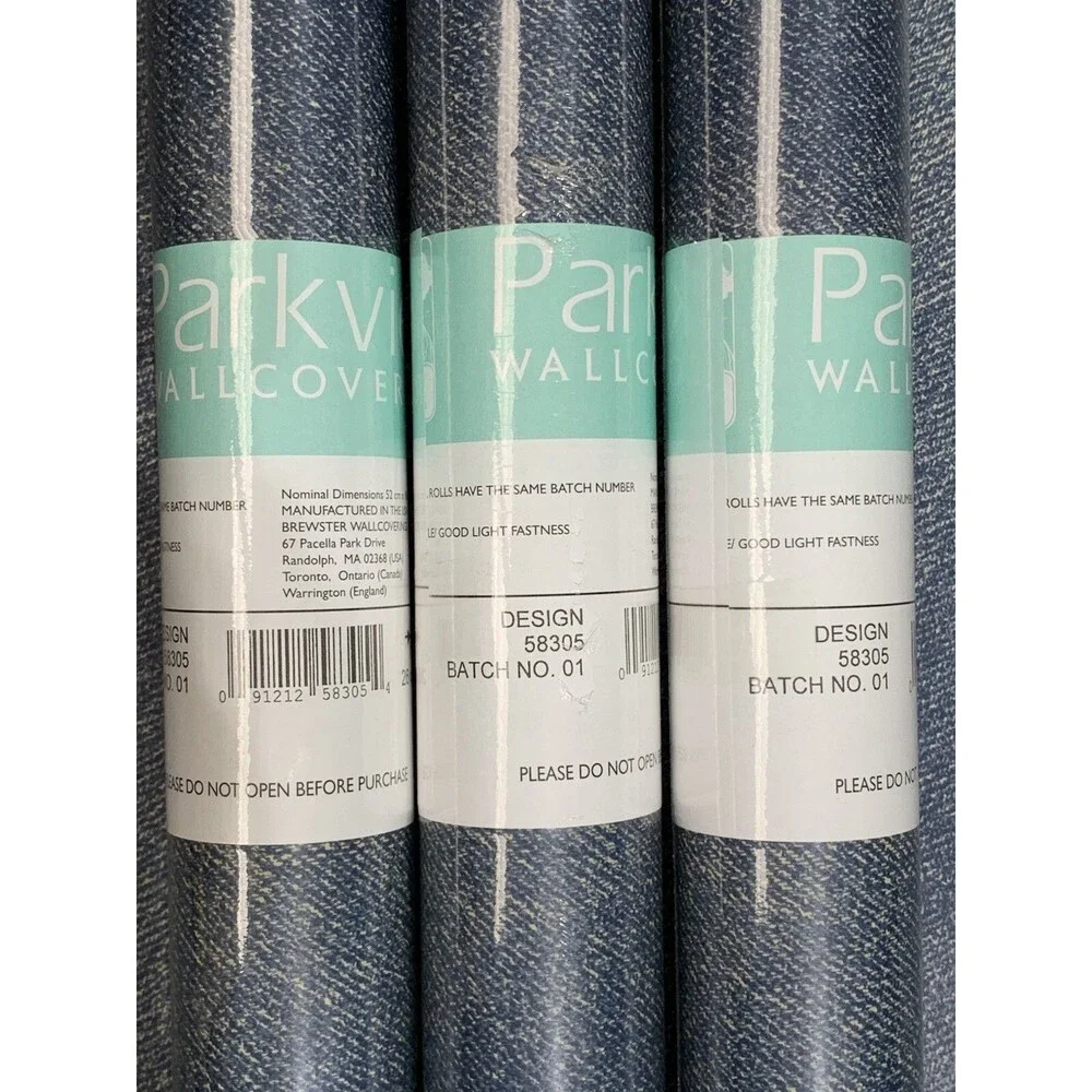 Aged Imitation Blue Gray Denim look Wallpaper 3 count